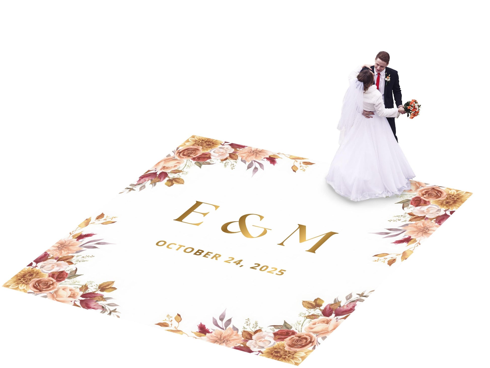 Custom Wedding Decal Dance Floor Wrap Gloss Removable Vinyl. Monogram Print and Vinyl to cover the entire dancefloor. Wedding logo design