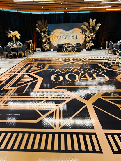 Customizable Great Gatsby Birthday Decal Dance Floor Wrap. Removable Vinyl. Covers entire dancefloor. Birthday Floor Wrap. Free Shipping