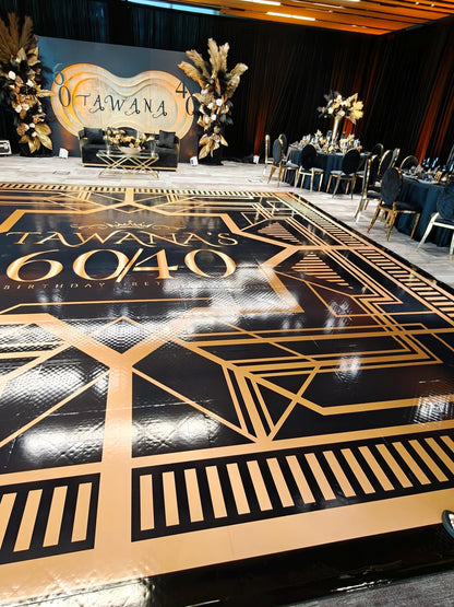 Customizable Great Gatsby Birthday Decal Dance Floor Wrap. Removable Vinyl. Covers entire dancefloor. Birthday Floor Wrap. Free Shipping