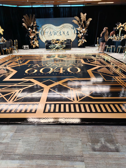 Customizable Great Gatsby Birthday Decal Dance Floor Wrap. Removable Vinyl. Covers entire dancefloor. Birthday Floor Wrap. Free Shipping