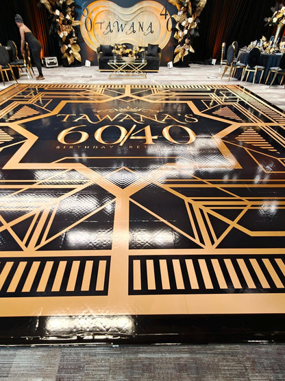 Customizable Great Gatsby Birthday Decal Dance Floor Wrap. Removable Vinyl. Covers entire dancefloor. Birthday Floor Wrap. Free Shipping