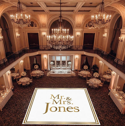 Custom Wedding Decal Dance Floor Wrap Gloss Removable Vinyl. Monogram Print and Vinyl to cover the entire dancefloor. Wedding logo design