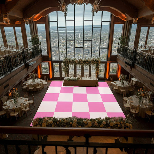 Custom Colorful Checkerboard Wedding Decal Dance Floor Wrap Gloss/Matte Removable Vinyl. Checkerboard design. Wedding logo. Free shipping