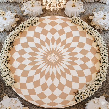 Circular Nude Color Checkerboard Decal Dance Floor Wrap| Removable Vinyl. Checkerboard design. Gloss and Matte. Fast and Free shipping