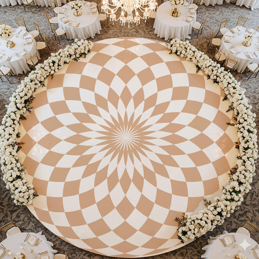 Circular Nude Color Checkerboard Decal Dance Floor Wrap| Removable Vinyl. Checkerboard design. Gloss and Matte. Fast and Free shipping