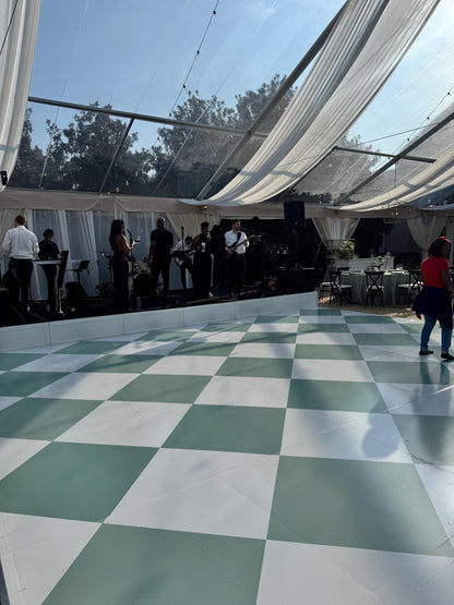 Green Diamond Checkerboard Decal Dance Floor Wrap. Gloss/ Matte. Removable Vinyl. Checkerboard design. Wedding logo. Free and Fast shipping