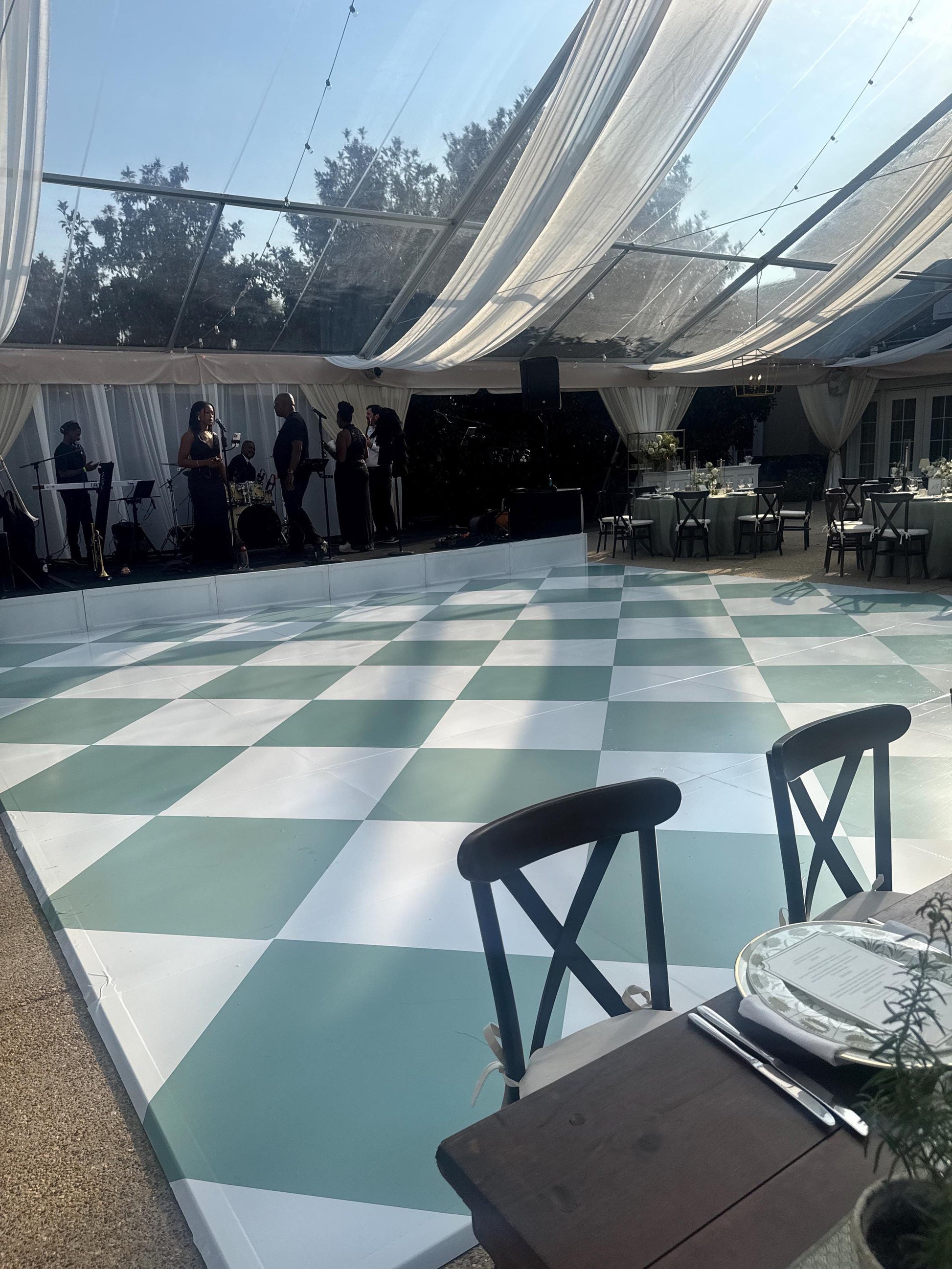 Green Diamond Checkerboard Decal Dance Floor Wrap. Gloss/ Matte. Removable Vinyl. Checkerboard design. Wedding logo. Free and Fast shipping