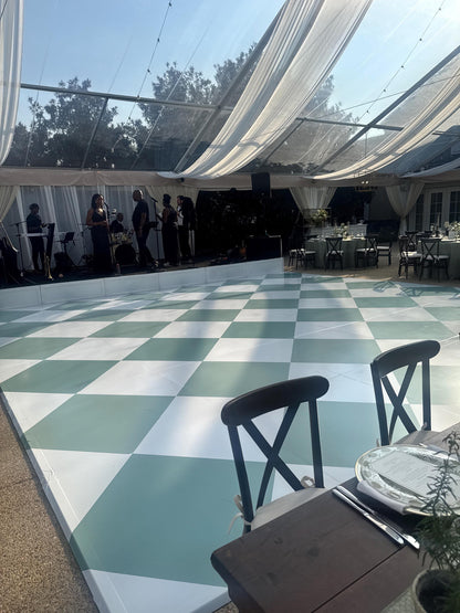 Green Diamond Checkerboard Decal Dance Floor Wrap. Gloss/ Matte. Removable Vinyl. Checkerboard design. Wedding logo. Free and Fast shipping