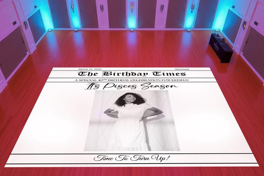 Customizable Birthday Decal Dance Floor Wrap. Removable Vinyl. Covers entire dancefloor. Birthday Gloss/Matte Floor Wrap. Free Shipping