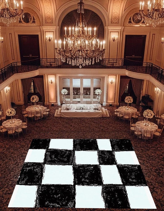 Fun and Quirky Hand-Drawn Black & White Checkerboard Wedding Dance Floor Wrap Removable Vinyl. Checkerboard. Gloss/Matte. Free shipping