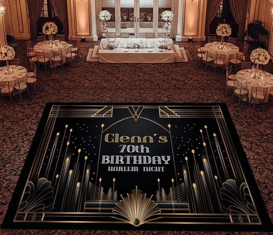 Customizable Birthday Great Gatsby Decal Dance Floor Wrap. Removable Vinyl. Birthday Gloss/Matte Floor Wrap. Free and Fast Shipping