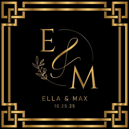 Custom Wedding Decal Dance Floor Wrap Gloss Removable Vinyl. Monogram Print and Vinyl to cover the entire dancefloor. Wedding logo design