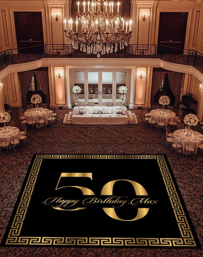 Custom Birthday Decal DanceFloor Wrap. Elegant Greek Border Design. Removable Vinyl. Cover entire dancefloor. Floor Wrap. Free Shipping