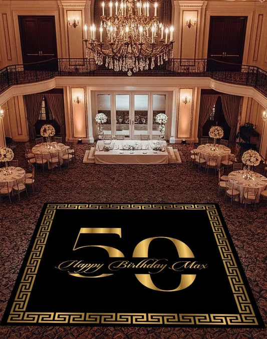 Custom Birthday Decal DanceFloor Wrap. Elegant Greek Border Design. Removable Vinyl. Cover entire dancefloor. Floor Wrap. Free Shipping