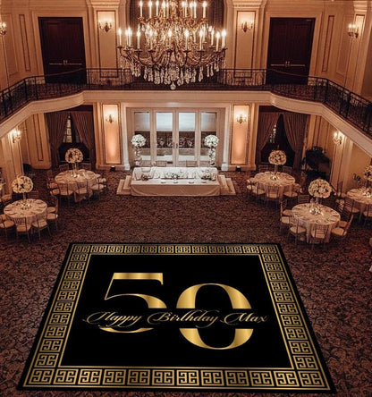 Custom Birthday Decal DanceFloor Wrap. Elegant Greek Border Design. Removable Vinyl. Cover entire dancefloor. Floor Wrap. Free Shipping