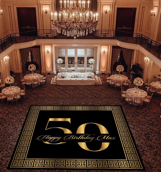 Custom Birthday Decal DanceFloor Wrap. Elegant Greek Border Design. Removable Vinyl. Cover entire dancefloor. Floor Wrap. Free Shipping