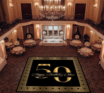 Custom Birthday Decal DanceFloor Wrap. Elegant Greek Border Design. Removable Vinyl. Cover entire dancefloor. Floor Wrap. Free Shipping