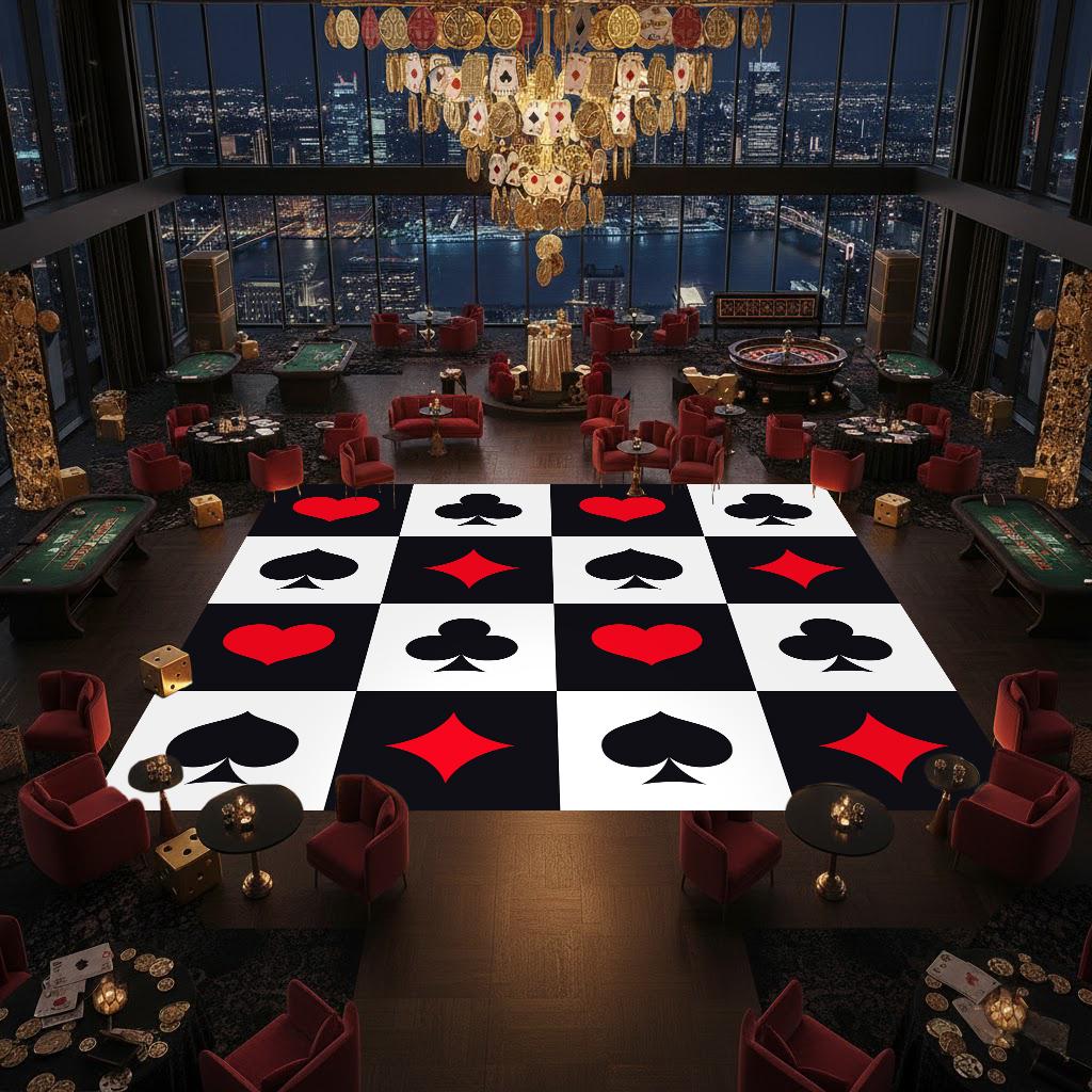 Casino Themed Birthday Decal Dance Floor Wrap. Removable Vinyl. Covers the entire dancefloor. Birthday Gloss/Matte Floor Wrap. Free Shipping