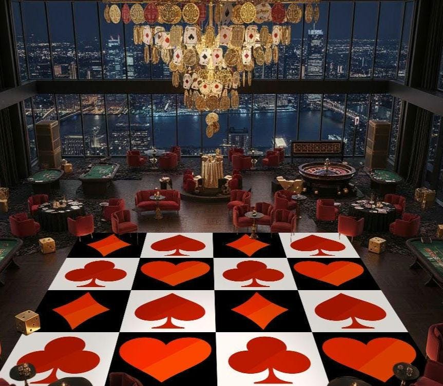Casino Themed Birthday Decal Dance Floor Wrap. Removable Vinyl. Covers the entire dancefloor. Birthday Gloss/Matte Floor Wrap. Free Shipping
