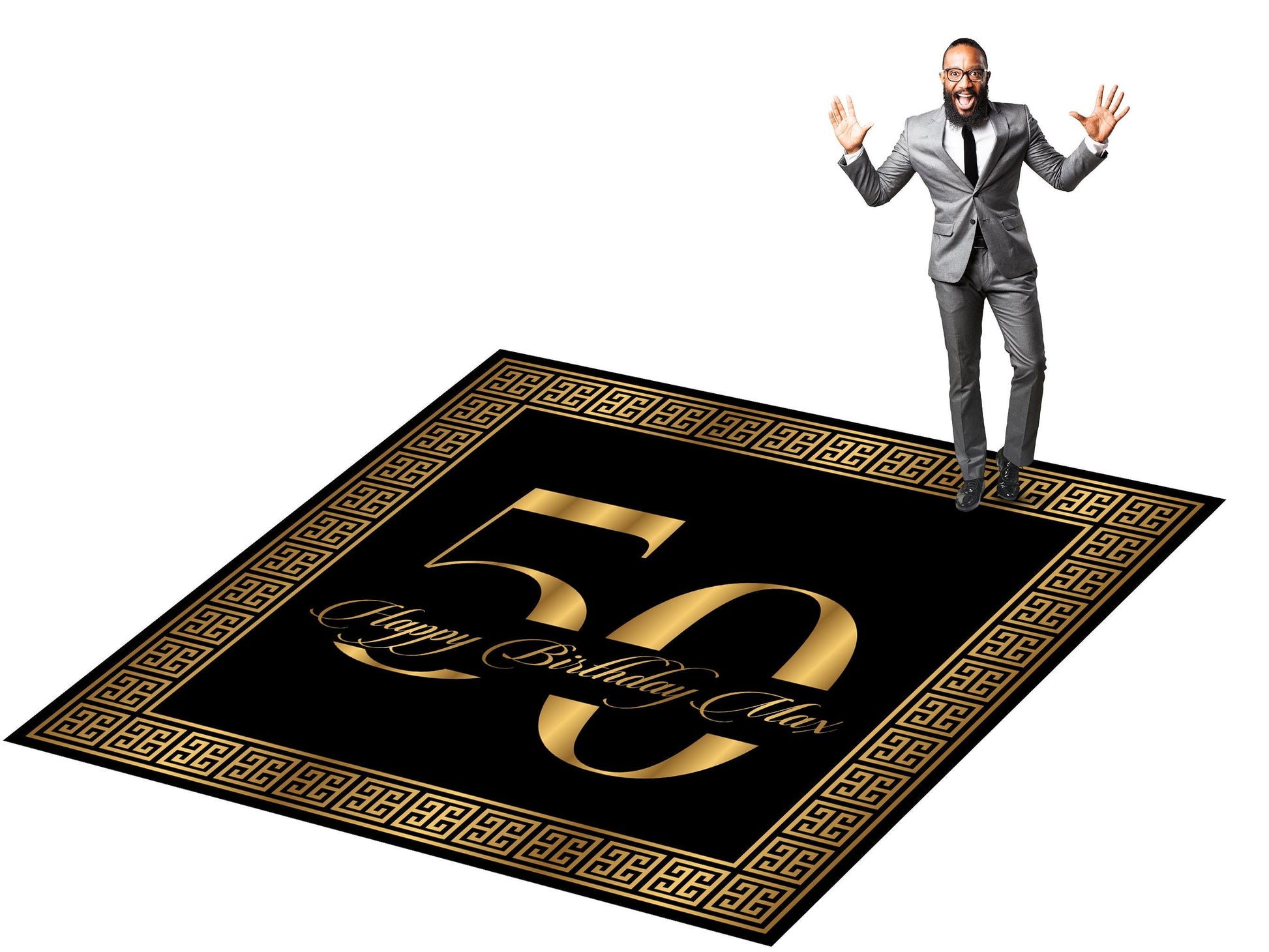 Custom Birthday Decal DanceFloor Wrap. Elegant Greek Border Design. Removable Vinyl. Cover entire dancefloor. Floor Wrap. Free Shipping