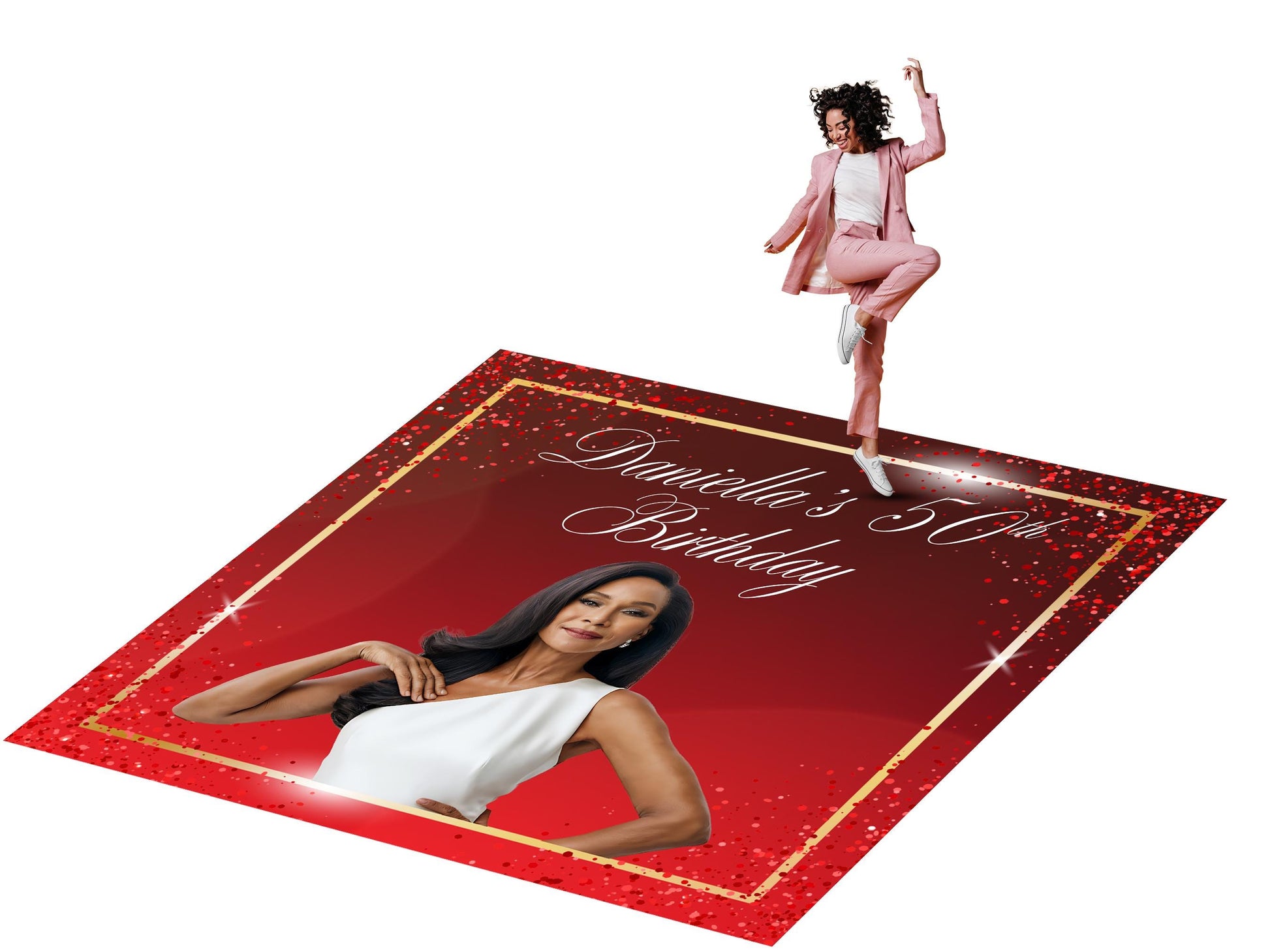 Customizable Birthday Decal Dance Floor Wrap. Removable Vinyl. Covers entire dancefloor. Birthday Gloss/Matte Floor Wrap. Free Shipping