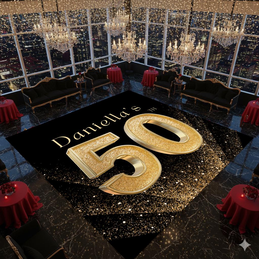 Customizable Birthday Decal Dance Floor Wrap. Removable Vinyl. Covers entire dancefloor. Birthday Gloss/Matte Floor Wrap. Free Shipping
