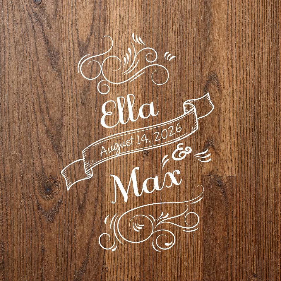 Wedding Decal Dance Floor Wrap. Wood grain design. Perfect for that rusty/barn wedding look. Removable Vinyl. Matte/Gloss. Wedding logo.