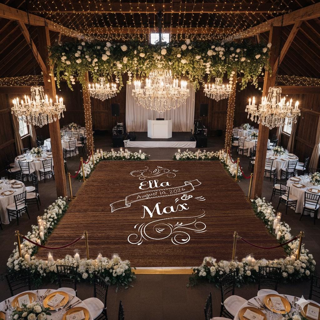 Wedding Decal Dance Floor Wrap. Wood grain design. Perfect for that rusty/barn wedding look. Removable Vinyl. Matte/Gloss. Wedding logo.