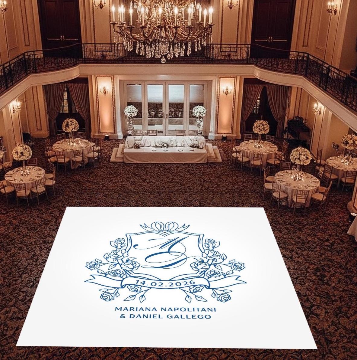 Custom Wedding Dance Floor Decal, Monogram Vinyl Wrap
