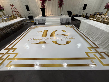 Customizable Birthday Decal Dance Floor Wrap. Removable Vinyl. Covers entire dancefloor. Birthday Gloss/Matte Floor Wrap. Free Shipping