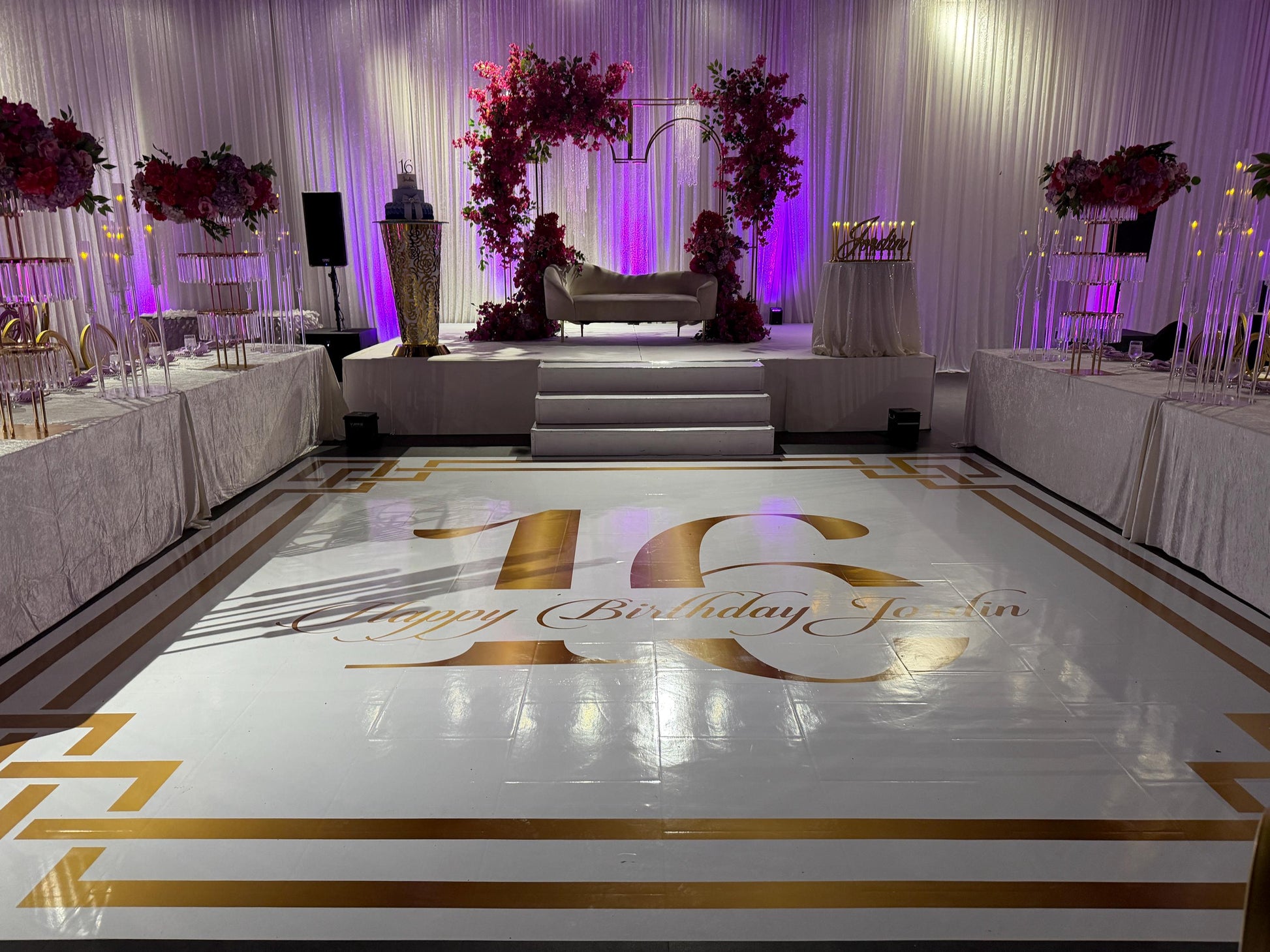 Customizable Birthday Decal Dance Floor Wrap. Removable Vinyl. Covers entire dancefloor. Birthday Gloss/Matte Floor Wrap. Free Shipping