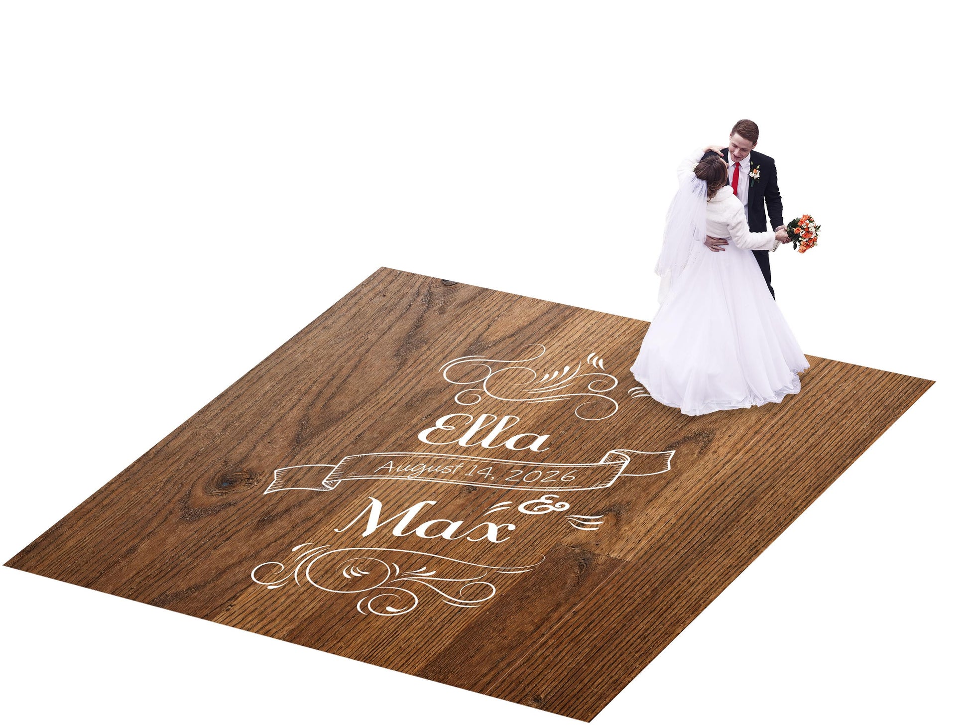 Wedding Decal Dance Floor Wrap. Wood grain design. Perfect for that rusty/barn wedding look. Removable Vinyl. Matte/Gloss. Wedding logo.