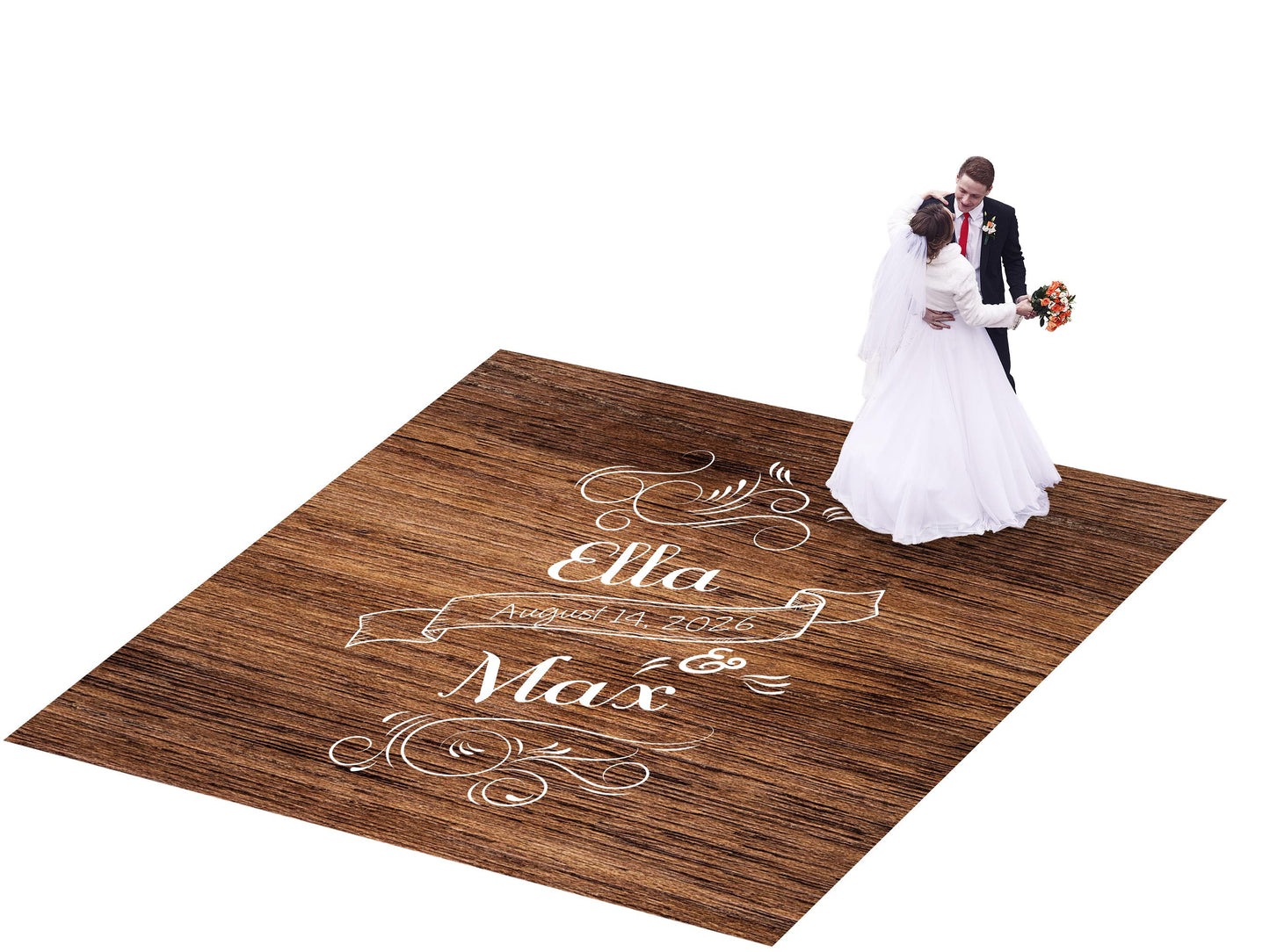 Wedding Decal Dance Floor Wrap. Wood grain design. Perfect for that rusty/barn wedding look. Removable Vinyl. Matte/Gloss. Wedding logo.