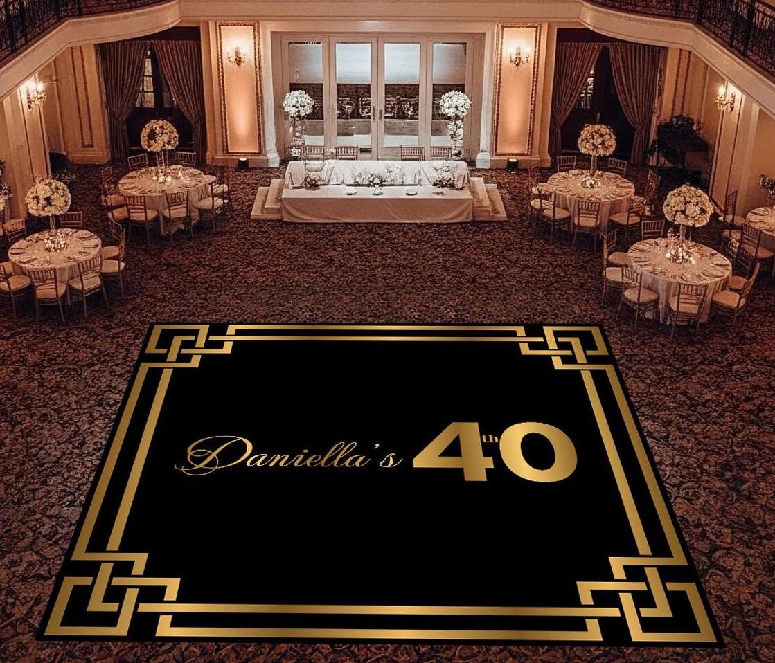 Customizable Birthday Decal Dance Floor Wrap. Removable Vinyl. Covers entire dancefloor. Birthday Gloss/Matte Floor Wrap. Free Shipping
