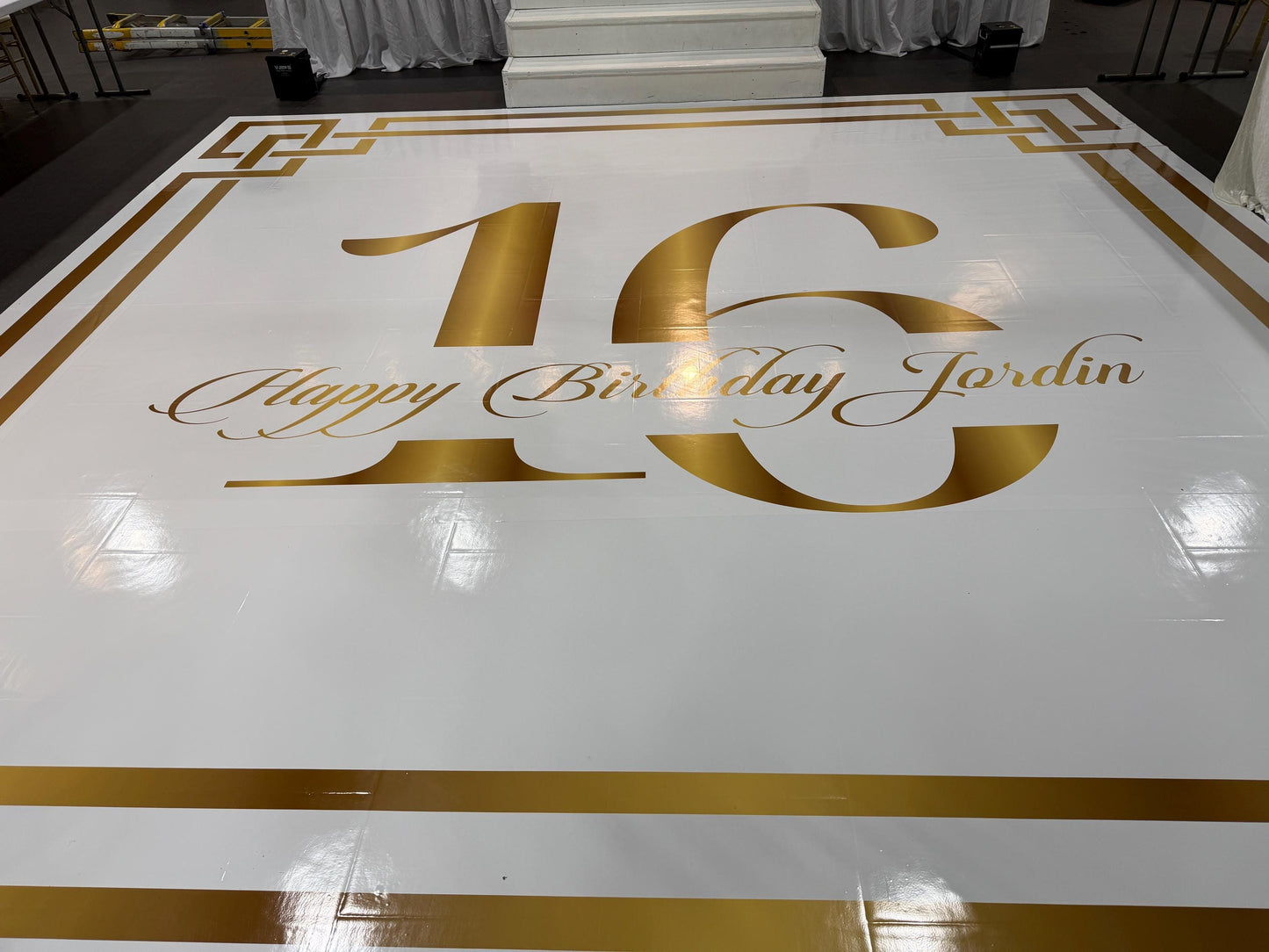 Sweet 16 Birthday Floor Wrap. Custom Birthday Dance Floor Wrap: Removable Vinyl Decal. Glossy or Matte.
