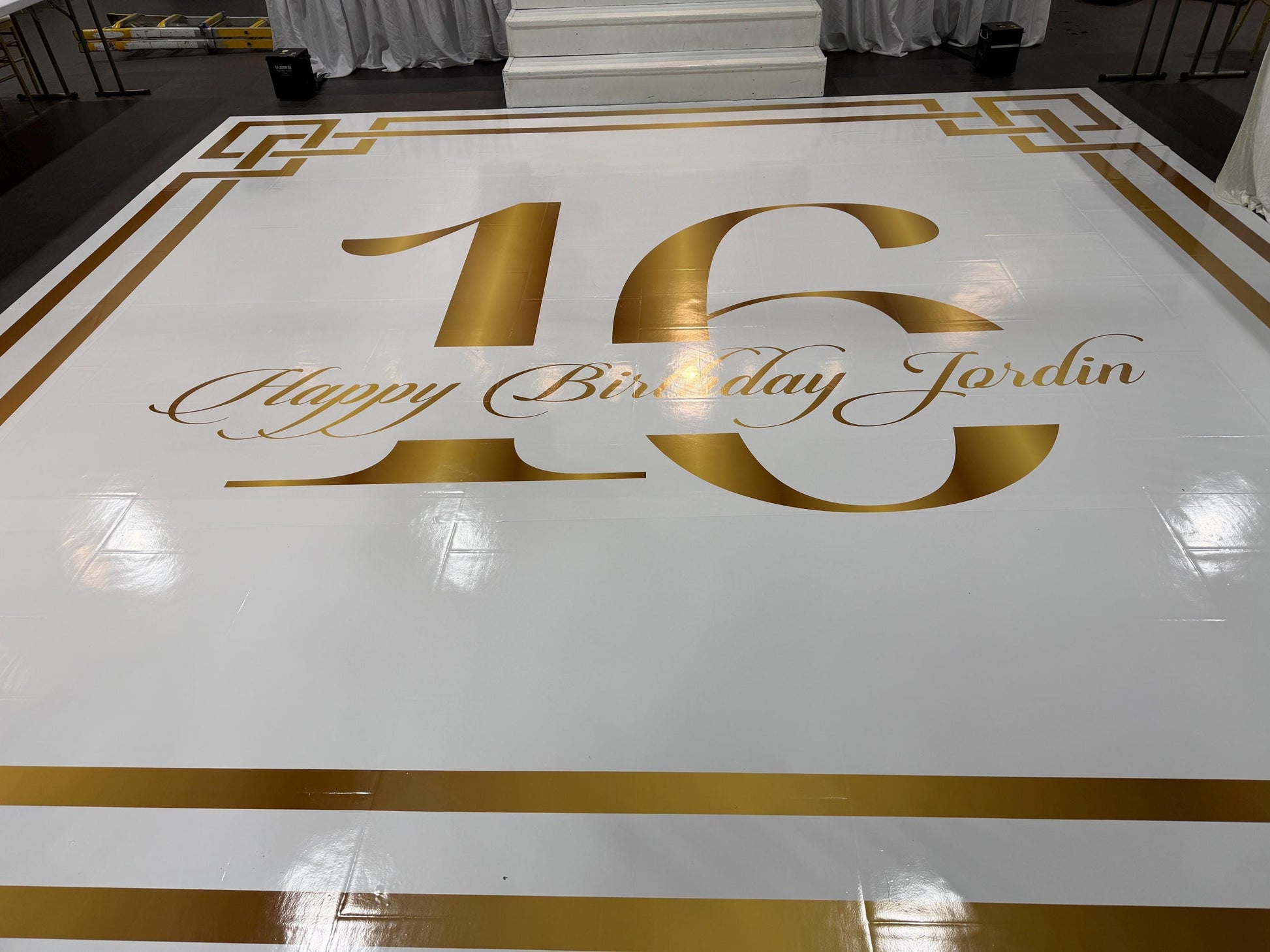 Sweet 16 Birthday Floor Wrap. Custom Birthday Dance Floor Wrap: Removable Vinyl Decal. Glossy or Matte.