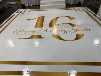 Sweet 16 Birthday Floor Wrap. Custom Birthday Dance Floor Wrap: Removable Vinyl Decal. Glossy or Matte.