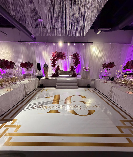 Customizable Birthday Decal Dance Floor Wrap. Removable Vinyl. Covers entire dancefloor. Birthday Gloss/Matte Floor Wrap. Free Shipping
