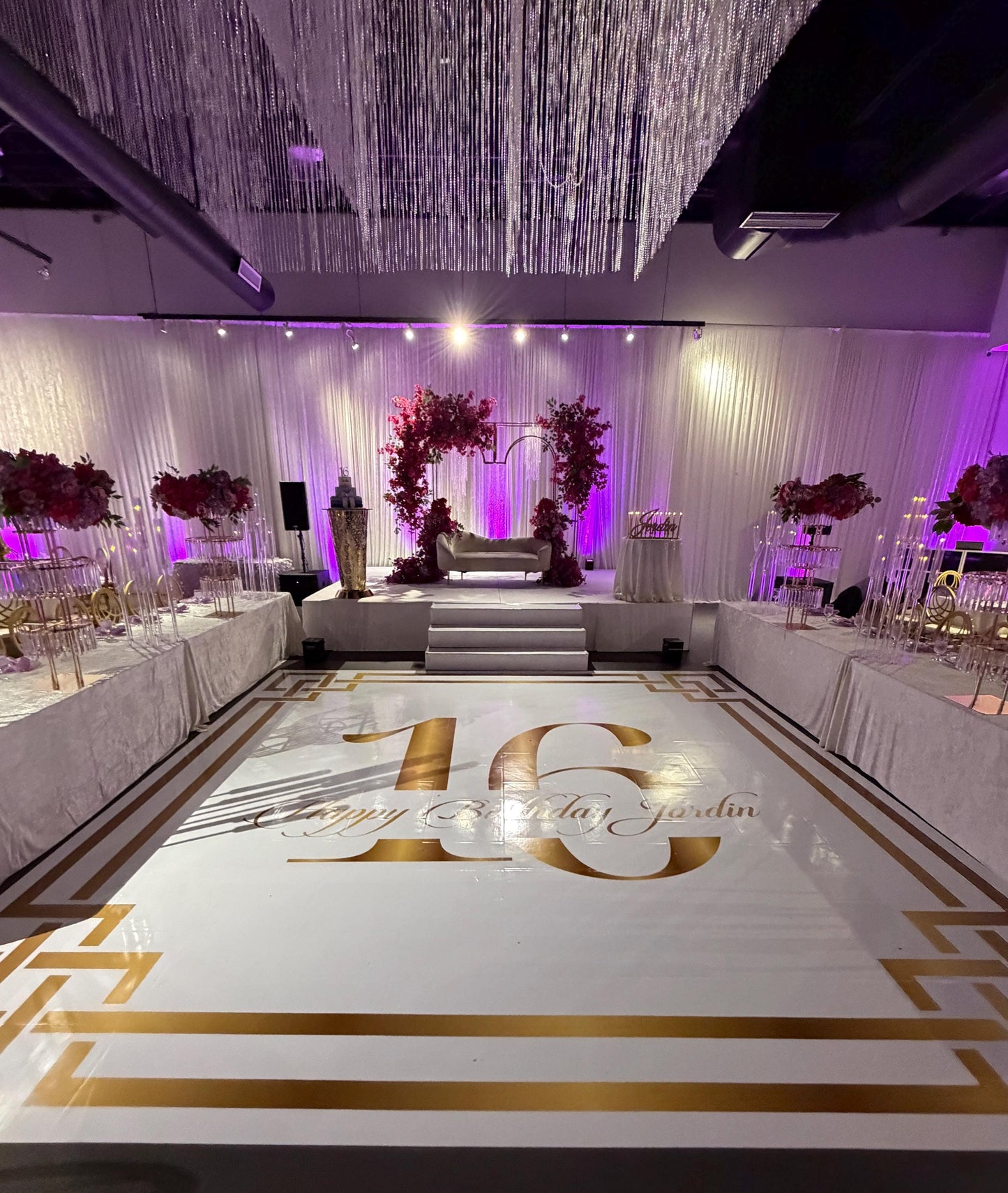 Sweet 16 Birthday Floor Wrap. Custom Birthday Dance Floor Wrap: Removable Vinyl Decal. Glossy or Matte.