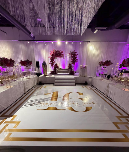 Sweet 16 Birthday Floor Wrap. Custom Birthday Dance Floor Wrap: Removable Vinyl Decal. Glossy or Matte.