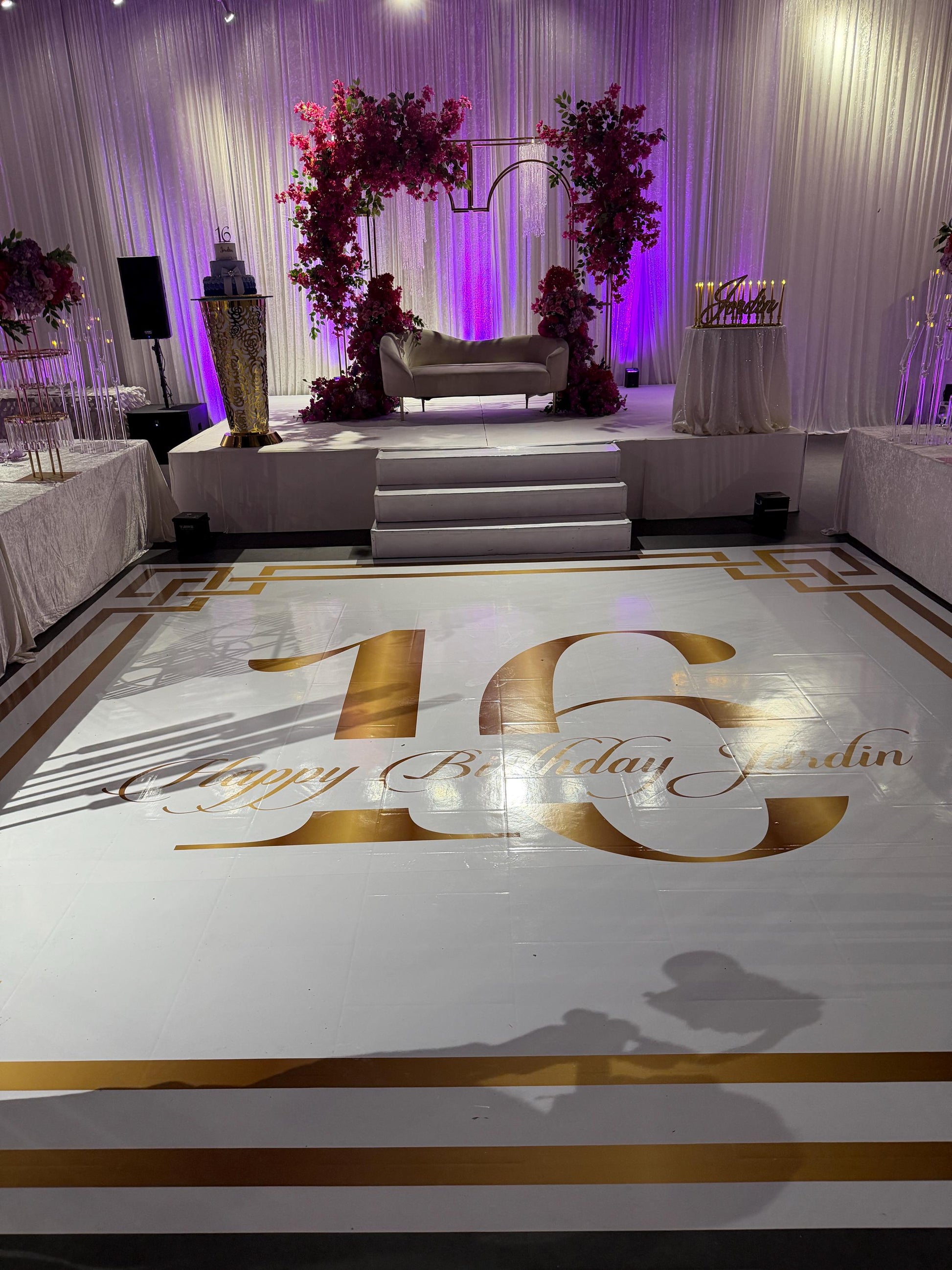 Sweet 16 Birthday Floor Wrap. Custom Birthday Dance Floor Wrap: Removable Vinyl Decal. Glossy or Matte.