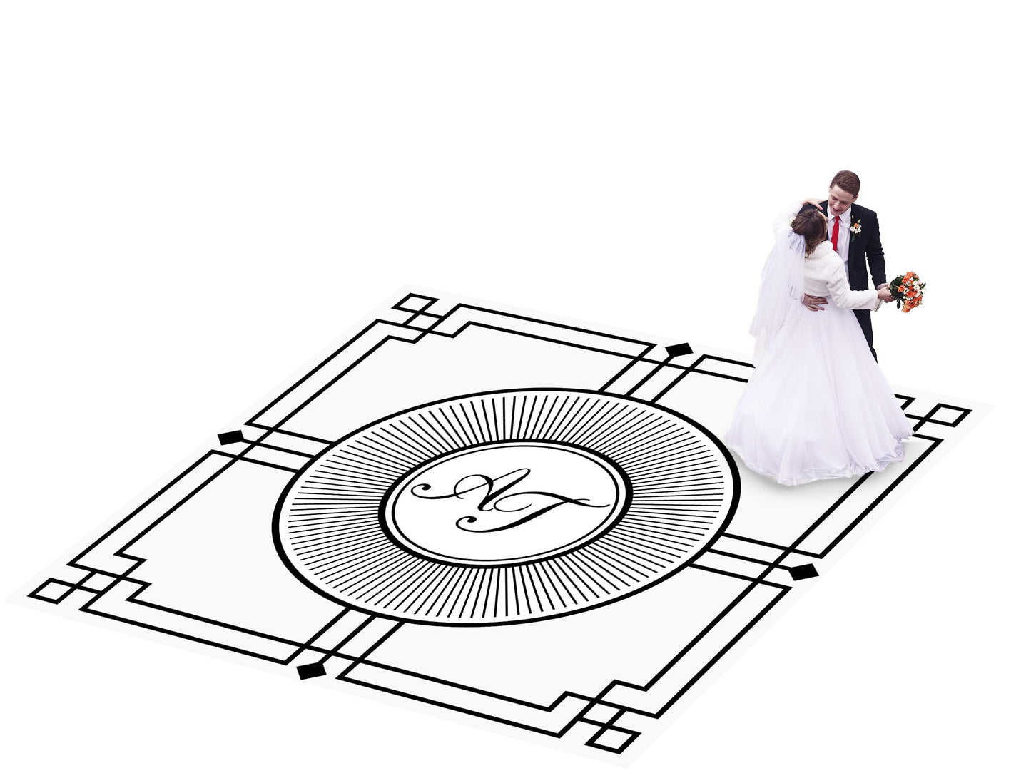 Custom Wedding Dance Floor Decal: Monogram Vinyl Wrap, Matte or Glossy.