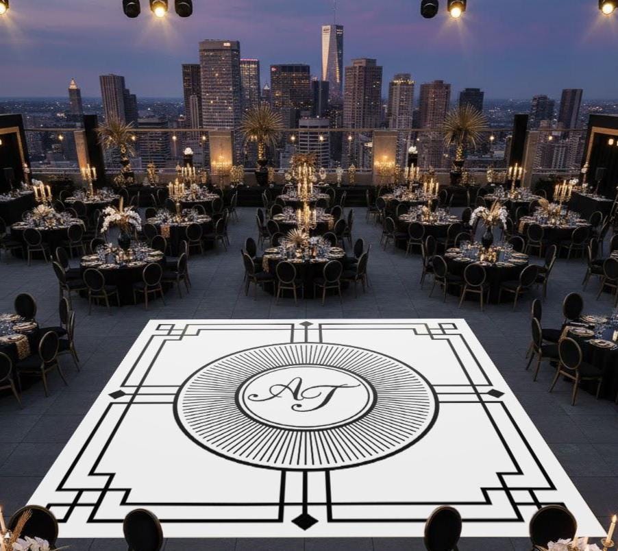 Custom Wedding Dance Floor Decal: Monogram Vinyl Wrap, Matte or Glossy.