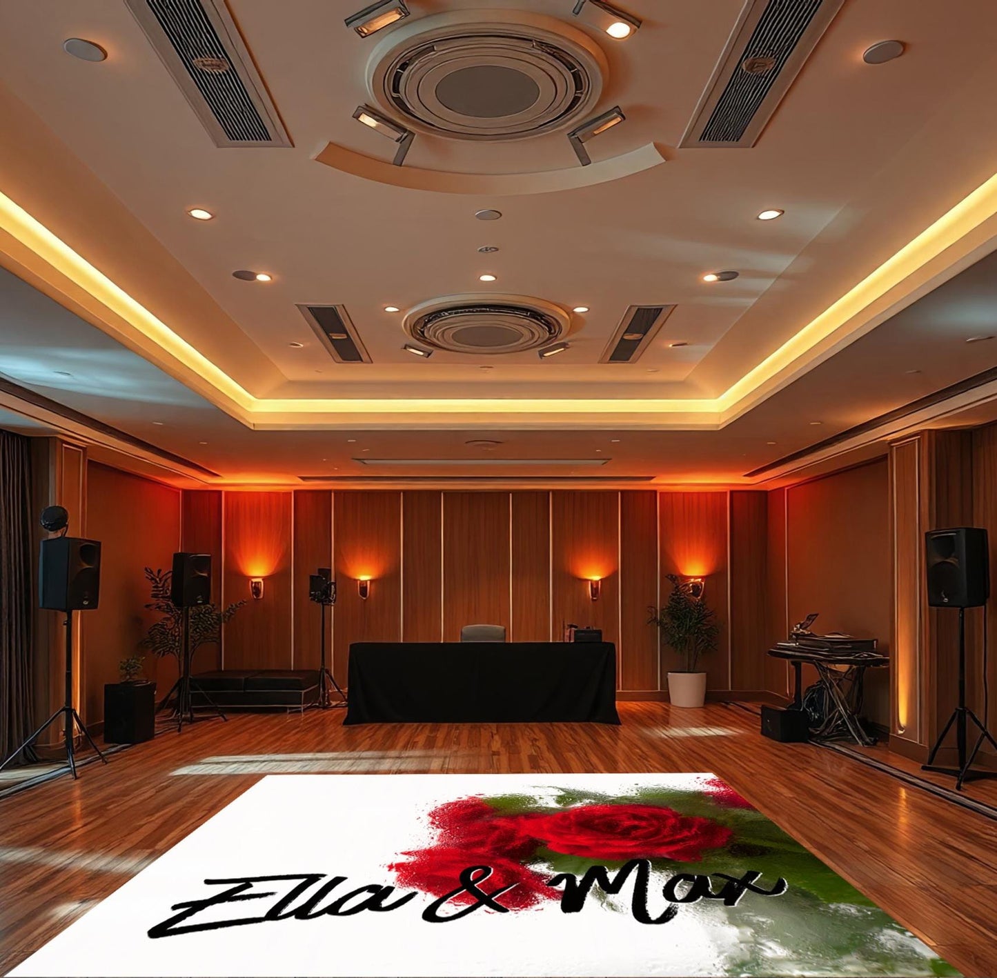 Custom Wedding Decal Dance Floor Wrap Gloss Removable Vinyl. Monogram Print and Vinyl to cover the entire dancefloor. Wedding logo design