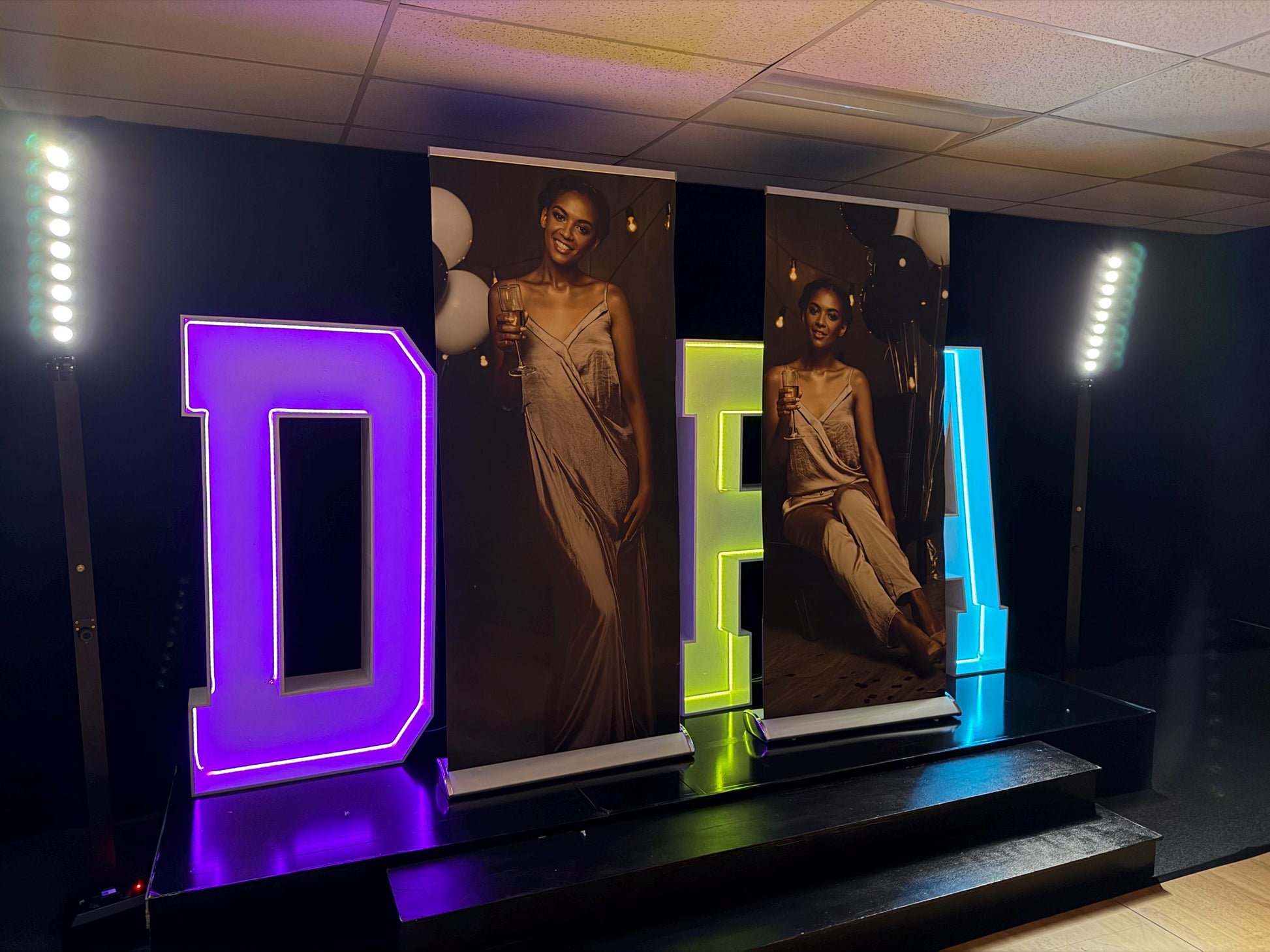 2 High quality Customizable Retractable Banners, Event Photos Banners, Roll Up Banners, Comes with the Stand, Birthday. Free Shipping.