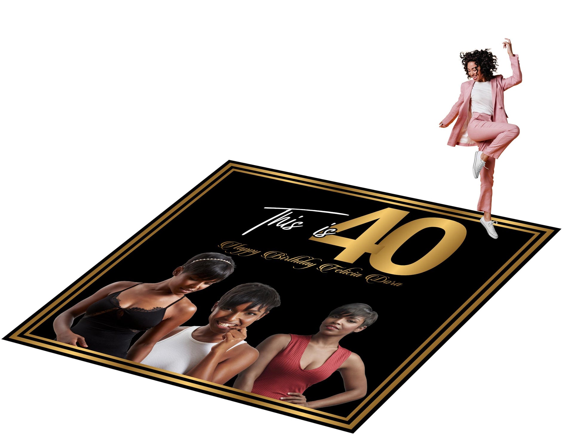 Customizable Birthday Dance Floor Wrap, Removable Vinyl