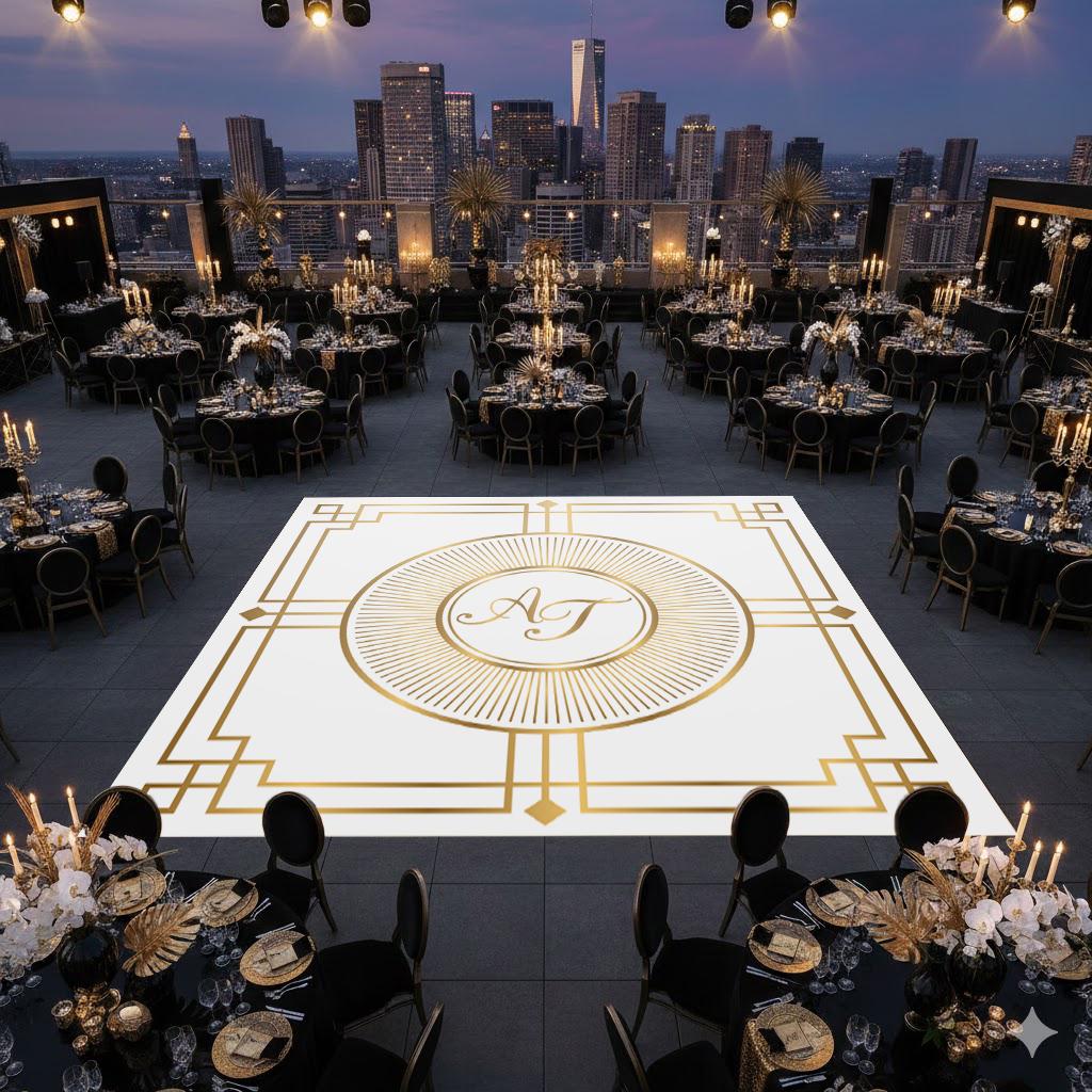 Custom Wedding Dance Floor Decal: Monogram Vinyl Wrap, Matte or Glossy.