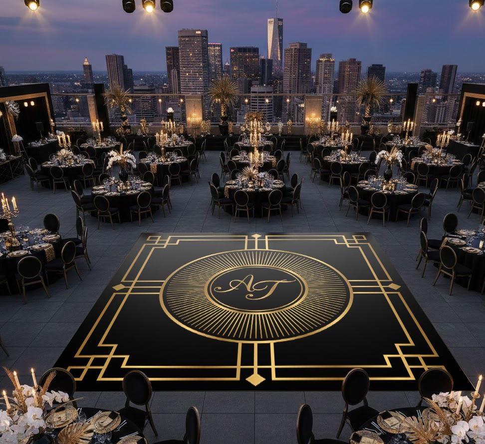 Custom Wedding Dance Floor Decal: Monogram Vinyl Wrap, Matte or Glossy.