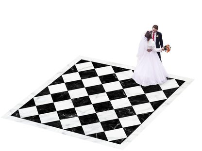 Black and White Marble Diamond Checkerboard Dance Floor Decal, Customizable Wedding Floor Wrap, Matte or Glossy finish.