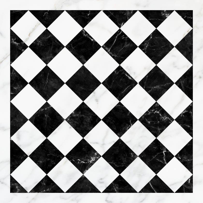 Black and White Marble Diamond Checkerboard Dance Floor Decal, Customizable Wedding Floor Wrap, Matte or Glossy finish.